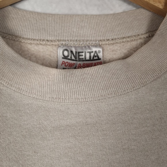 Vintage 90s Maine Sweatshirt Mens Large Beige Moose Duck Wildlife USA Oneita - Picture 4 of 16
